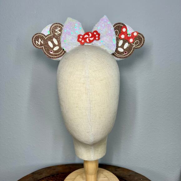 Gingerbread Cookie Elastic Minnie Ears | Disney-Inspired Adjustable Headband - Picture 2 of 5